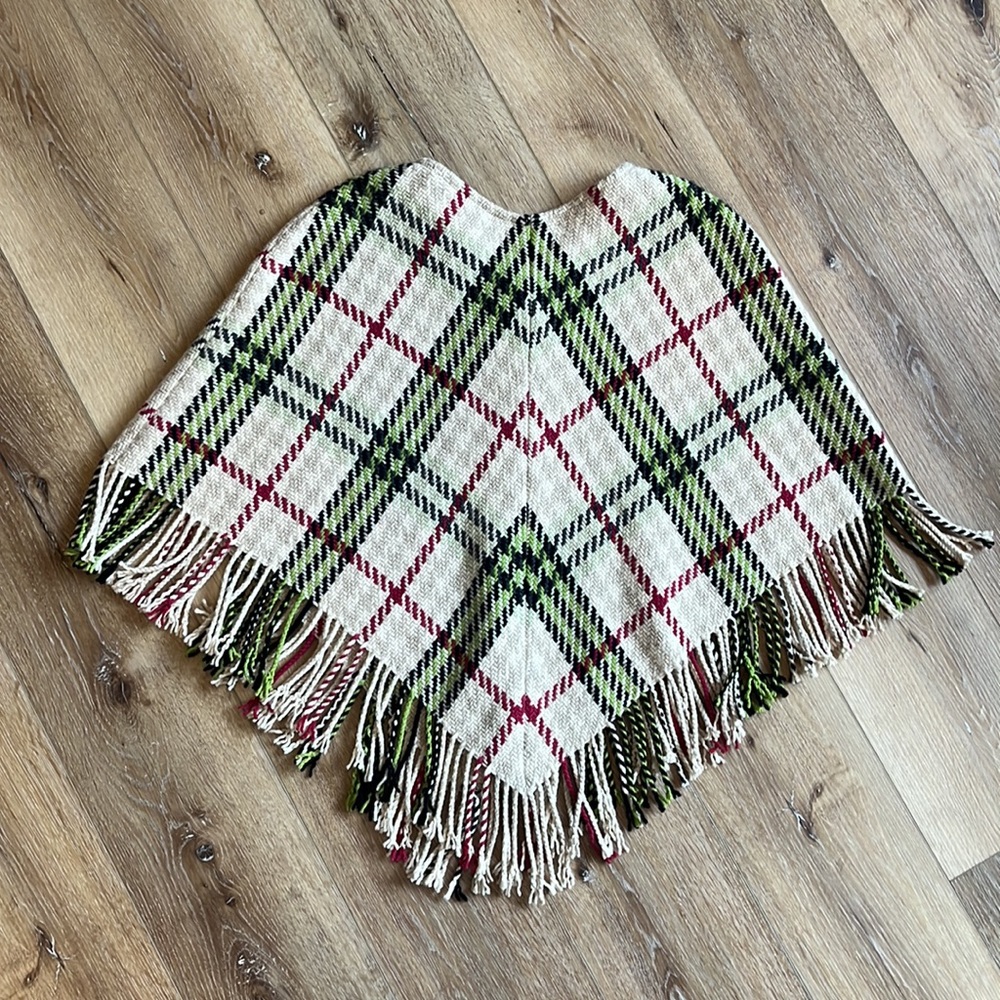 BURBERRY London Cashmere Wool Plaid Fringe Poncho - Picture 6 of 9